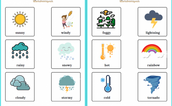 《Flashcards Weather》2页天气闪卡素材PDF 百度云网盘下载