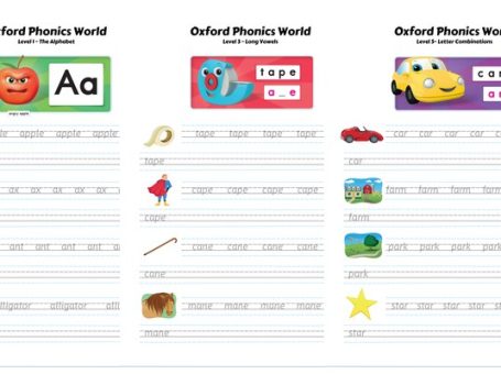 《Oxford Phonics World》牛津小学自然拼读英语单词描红练习纸1-5册 PDF 百度云网盘下载