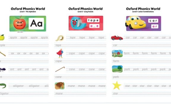 《Oxford Phonics World》牛津小学自然拼读英语单词描红练习纸1-5册 PDF 百度云网盘下载