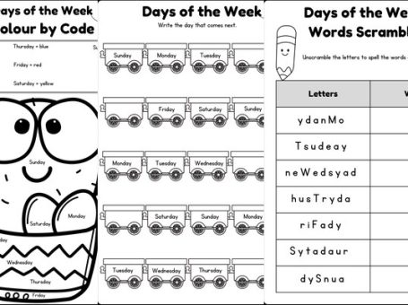 《Days of the Week》英语每周每天日期练习纸6套 PDF 百度网盘下载